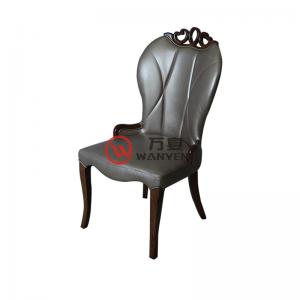 高端灰色 皮革餐椅 扇贝实木把手餐椅 高端欧式餐椅子韩式餐椅 酒店餐椅椅子