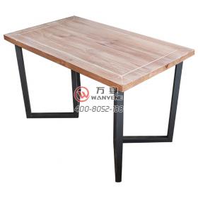 简约实木加厚桌面餐桌 黑色磨砂简约五金桌脚 工业主题餐桌
